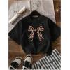 imageWomens Cherry Bow Graphic Tees Short Sleeve Crew Neck Summer T Shirt Tops for Women TrendyBlack Bow