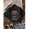 imageWomens Cherry Bow Graphic Tees Short Sleeve Crew Neck Summer T Shirt Tops for Women TrendyBlack With Red