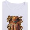 imageWomens Cherry Bow Graphic Tees Short Sleeve Crew Neck Summer T Shirt Tops for Women TrendyLeopard Boot White