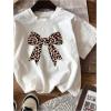 imageWomens Cherry Bow Graphic Tees Short Sleeve Crew Neck Summer T Shirt Tops for Women TrendyWhite