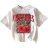 imageWomens Cherry Bow Graphic Tees Short Sleeve Crew Neck Summer T Shirt Tops for Women TrendyWhite and Red