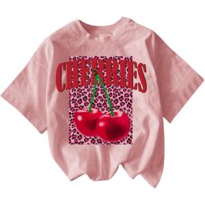 imageWomens Cherry Bow Graphic Tees Short Sleeve Crew Neck Summer T Shirt Tops for Women TrendyPink and Red