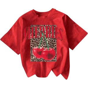 imageWomens Cherry Bow Graphic Tees Short Sleeve Crew Neck Summer T Shirt Tops for Women TrendyRed Cherry