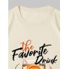 imageWomens Casual Cherry Bow Tees Graphic Letter Print Round Neck T Shirt Summer Short Sleeve Trendy TopsBeige Orange