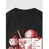 imageWomens Casual Cherry Bow Tees Graphic Letter Print Round Neck T Shirt Summer Short Sleeve Trendy TopsBlack With Graphic