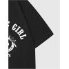 imageWomens Casual Cherry Bow Tees Graphic Letter Print Round Neck T Shirt Summer Short Sleeve Trendy TopsBlack With Letter