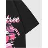 imageWomens Casual Cherry Bow Tees Graphic Letter Print Round Neck T Shirt Summer Short Sleeve Trendy TopsBlack and Pink