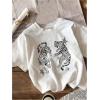 imageWomens Casual Cherry Bow Tees Graphic Letter Print Round Neck T Shirt Summer Short Sleeve Trendy TopsBlack and White Tiger