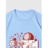 imageWomens Casual Cherry Bow Tees Graphic Letter Print Round Neck T Shirt Summer Short Sleeve Trendy TopsBlue Red