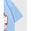 imageWomens Casual Cherry Bow Tees Graphic Letter Print Round Neck T Shirt Summer Short Sleeve Trendy TopsBlue Red
