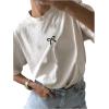 imageWomens Casual Cherry Bow Tees Graphic Letter Print Round Neck T Shirt Summer Short Sleeve Trendy TopsBow White