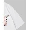 imageWomens Casual Cherry Bow Tees Graphic Letter Print Round Neck T Shirt Summer Short Sleeve Trendy TopsBunny White
