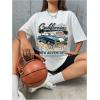 imageWomens Casual Cherry Bow Tees Graphic Letter Print Round Neck T Shirt Summer Short Sleeve Trendy TopsCar White