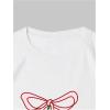 imageWomens Casual Cherry Bow Tees Graphic Letter Print Round Neck T Shirt Summer Short Sleeve Trendy TopsCherry White