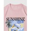 imageWomens Casual Cherry Bow Tees Graphic Letter Print Round Neck T Shirt Summer Short Sleeve Trendy TopsDolphin Pink