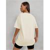 imageWomens Casual Cherry Bow Tees Graphic Letter Print Round Neck T Shirt Summer Short Sleeve Trendy TopsHawaii Apricot