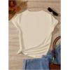 imageWomens Casual Cherry Bow Tees Graphic Letter Print Round Neck T Shirt Summer Short Sleeve Trendy TopsLetter Apricot