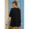 imageWomens Casual Cherry Bow Tees Graphic Letter Print Round Neck T Shirt Summer Short Sleeve Trendy TopsLetter Black