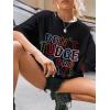 imageWomens Casual Cherry Bow Tees Graphic Letter Print Round Neck T Shirt Summer Short Sleeve Trendy TopsLetter Black