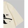 imageWomens Casual Cherry Bow Tees Graphic Letter Print Round Neck T Shirt Summer Short Sleeve Trendy TopsLight Beige