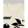 imageWomens Casual Cherry Bow Tees Graphic Letter Print Round Neck T Shirt Summer Short Sleeve Trendy TopsLight Beige