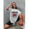 imageWomens Casual Cherry Bow Tees Graphic Letter Print Round Neck T Shirt Summer Short Sleeve Trendy TopsPatterned White