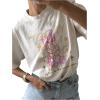 imageWomens Casual Cherry Bow Tees Graphic Letter Print Round Neck T Shirt Summer Short Sleeve Trendy TopsRabbit White