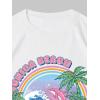 imageWomens Casual Cherry Bow Tees Graphic Letter Print Round Neck T Shirt Summer Short Sleeve Trendy TopsRainbow White