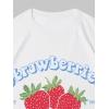 imageWomens Casual Cherry Bow Tees Graphic Letter Print Round Neck T Shirt Summer Short Sleeve Trendy TopsStrawberries White