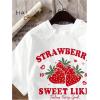 imageWomens Casual Cherry Bow Tees Graphic Letter Print Round Neck T Shirt Summer Short Sleeve Trendy TopsStrawberry White
