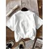 imageWomens Casual Cherry Bow Tees Graphic Letter Print Round Neck T Shirt Summer Short Sleeve Trendy TopsStrawberry White