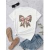 imageWomens Casual Cherry Bow Tees Graphic Letter Print Round Neck T Shirt Summer Short Sleeve Trendy TopsWhite Bow