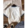 imageWomens Casual Cherry Bow Tees Graphic Letter Print Round Neck T Shirt Summer Short Sleeve Trendy TopsWhite Bow Blue