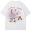 imageWomens Casual Cherry Bow Tees Graphic Letter Print Round Neck T Shirt Summer Short Sleeve Trendy TopsWhite Graphic