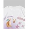 imageWomens Casual Cherry Bow Tees Graphic Letter Print Round Neck T Shirt Summer Short Sleeve Trendy TopsWhite Graphic