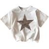 imageWomens Casual Cherry Bow Tees Graphic Letter Print Round Neck T Shirt Summer Short Sleeve Trendy TopsWhite Star