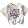 imageWomens Casual Cherry Bow Tees Graphic Letter Print Round Neck T Shirt Summer Short Sleeve Trendy TopsWhite Tiger