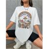 imageWomens Casual Cherry Bow Tees Graphic Letter Print Round Neck T Shirt Summer Short Sleeve Trendy TopsWhite With Patterned