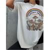imageWomens Casual Cherry Bow Tees Graphic Letter Print Round Neck T Shirt Summer Short Sleeve Trendy TopsWhite With Patterned