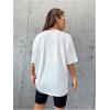 imageWomens Casual Cherry Bow Tees Graphic Letter Print Round Neck T Shirt Summer Short Sleeve Trendy TopsWhite With Pink