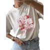 imageWomens Casual Cherry Bow Tees Graphic Letter Print Round Neck T Shirt Summer Short Sleeve Trendy TopsWhite With Red
