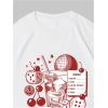 imageWomens Casual Cherry Bow Tees Graphic Letter Print Round Neck T Shirt Summer Short Sleeve Trendy TopsWhite With Red