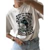 imageWomens Casual Cherry Bow Tees Graphic Letter Print Round Neck T Shirt Summer Short Sleeve Trendy TopsWhite and Black