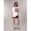 imageWomens Casual Cherry Bow Tees Graphic Letter Print Round Neck T Shirt Summer Short Sleeve Trendy TopsWhite and Orange
