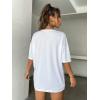 imageWomens Casual Cherry Bow Tees Graphic Letter Print Round Neck T Shirt Summer Short Sleeve Trendy TopsWhite and Pink