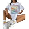 imageWomens Casual Cherry Bow Tees Graphic Letter Print Round Neck T Shirt Summer Short Sleeve Trendy TopsWhite and Pink
