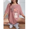 imageWomens Floral Figure Graphic Tees Crewneck Short Sleeve Summer T Shirt Baggy TopsPurple