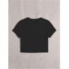 imageWomens Graphic Bow Short Sleeve Crewneck Crop Tops Slim Fit Y2K Cute T ShirtsBlack