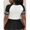 imageWomens Graphic Bow Short Sleeve Crewneck Crop Tops Slim Fit Y2K Cute T ShirtsBlack and White