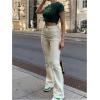 imageWomens Graphic Bow Short Sleeve Crewneck Crop Tops Slim Fit Y2K Cute T ShirtsDark Green